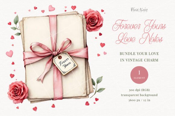 Download Vintage Love Notes with Roses Clipart - Vintage love notes Collection