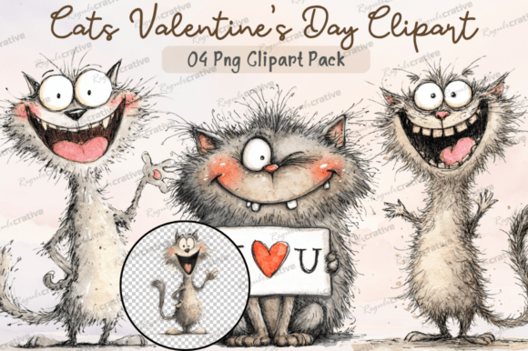 Download Cats Valentine's Day Clipart PNG, Cute - Valentine's day clipart Collection