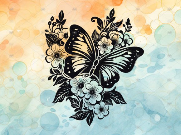 Download Butterfly Flowers Decal Silhouette PNG - Silhouette png Collection
